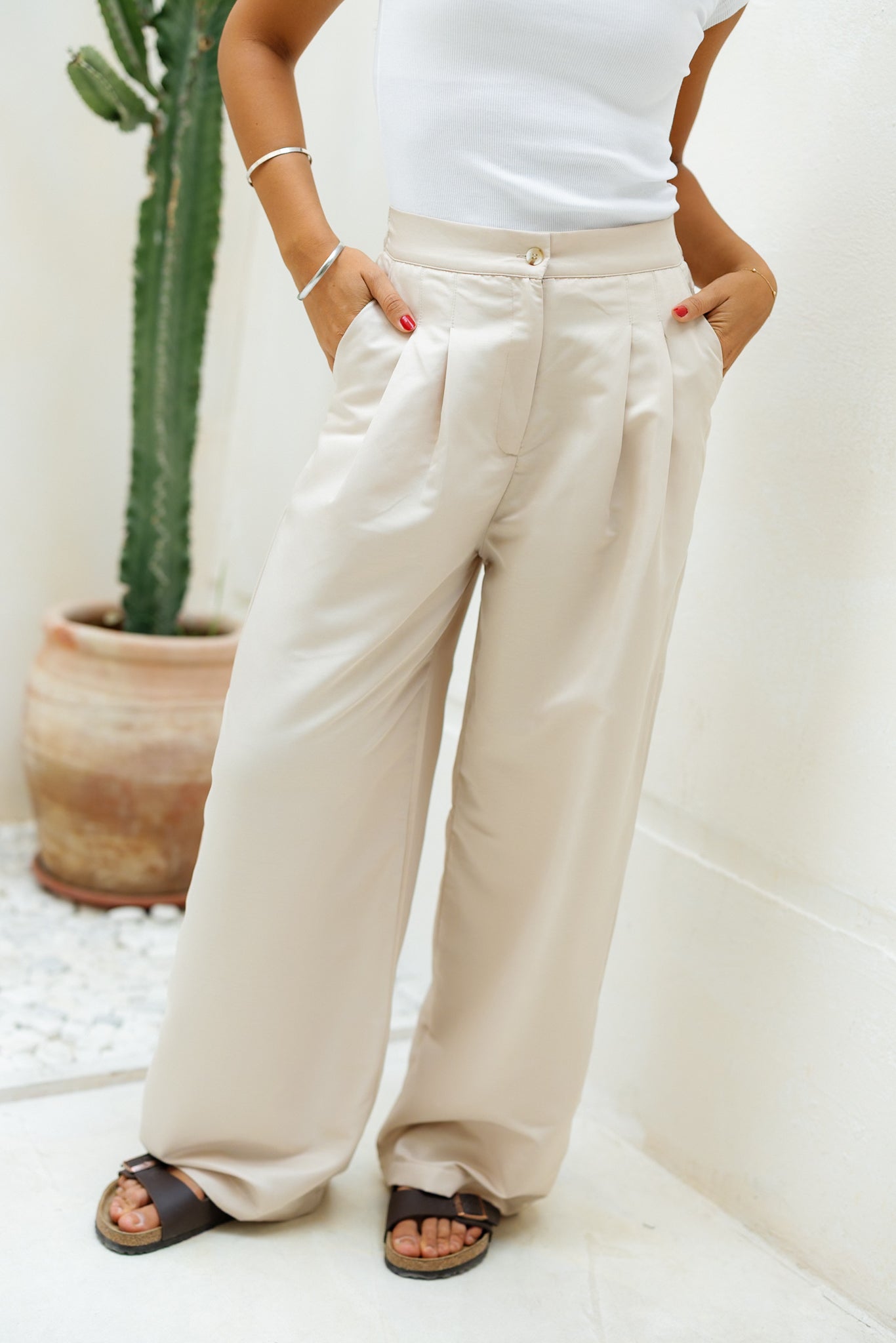 Darted Pants - Beige