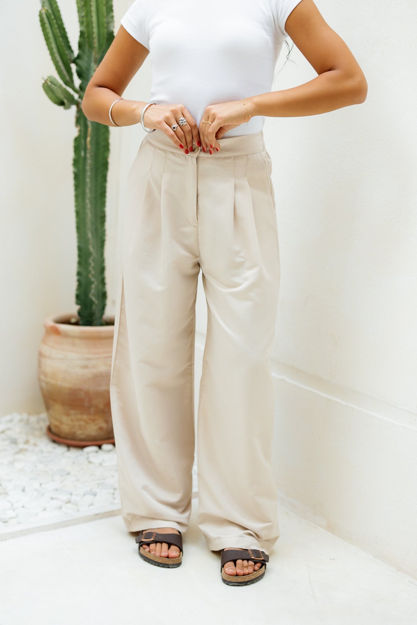 Darted Pants - Beige