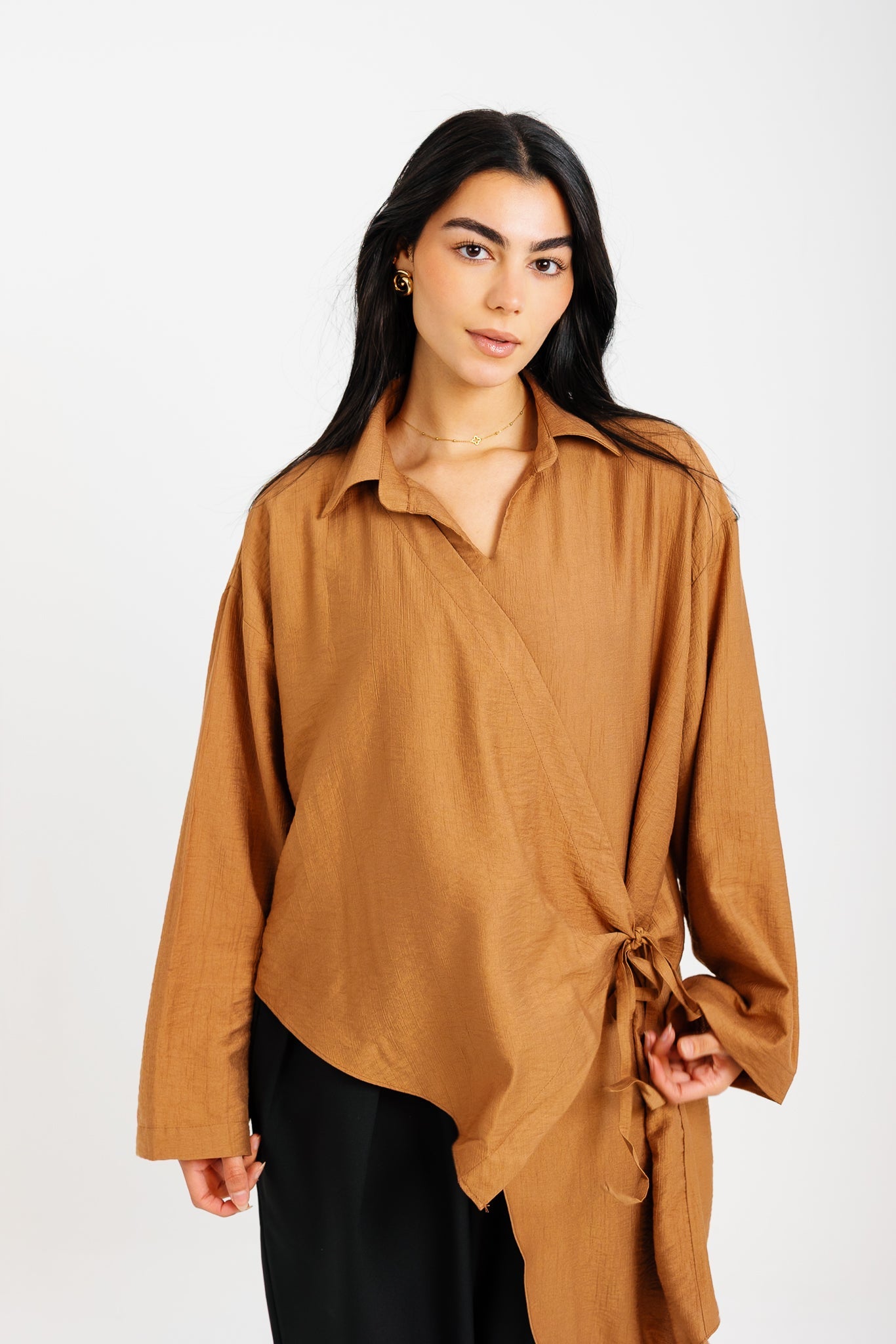 Tied Up Asymmetrical Top - Camel