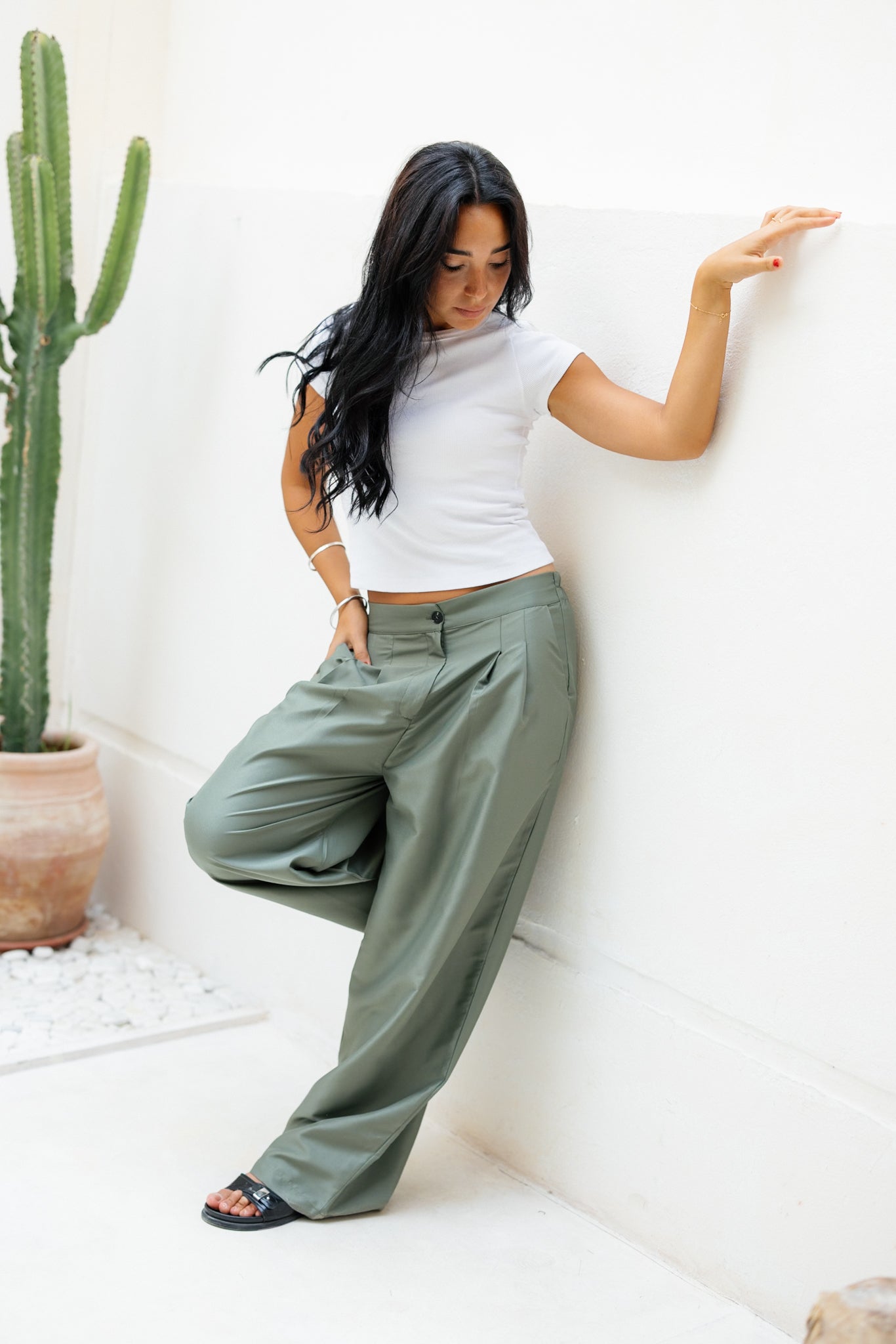 Darted Pants - Olive