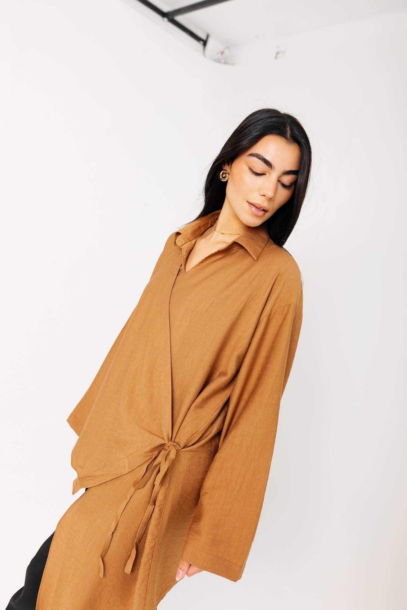 Tied Up Asymmetrical Top - Camel