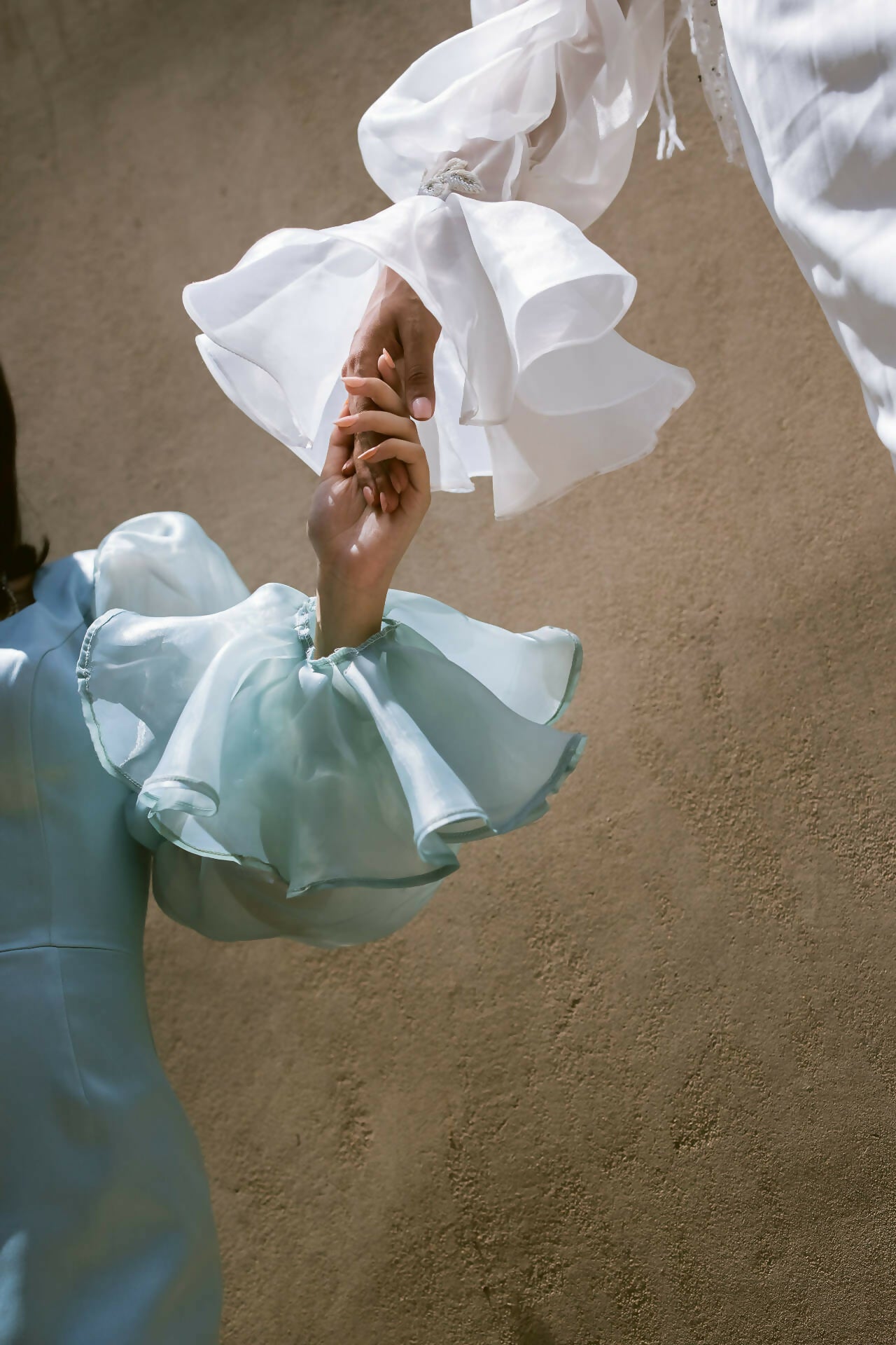 Maxi Satin With Puff Sleeve Organza Dress