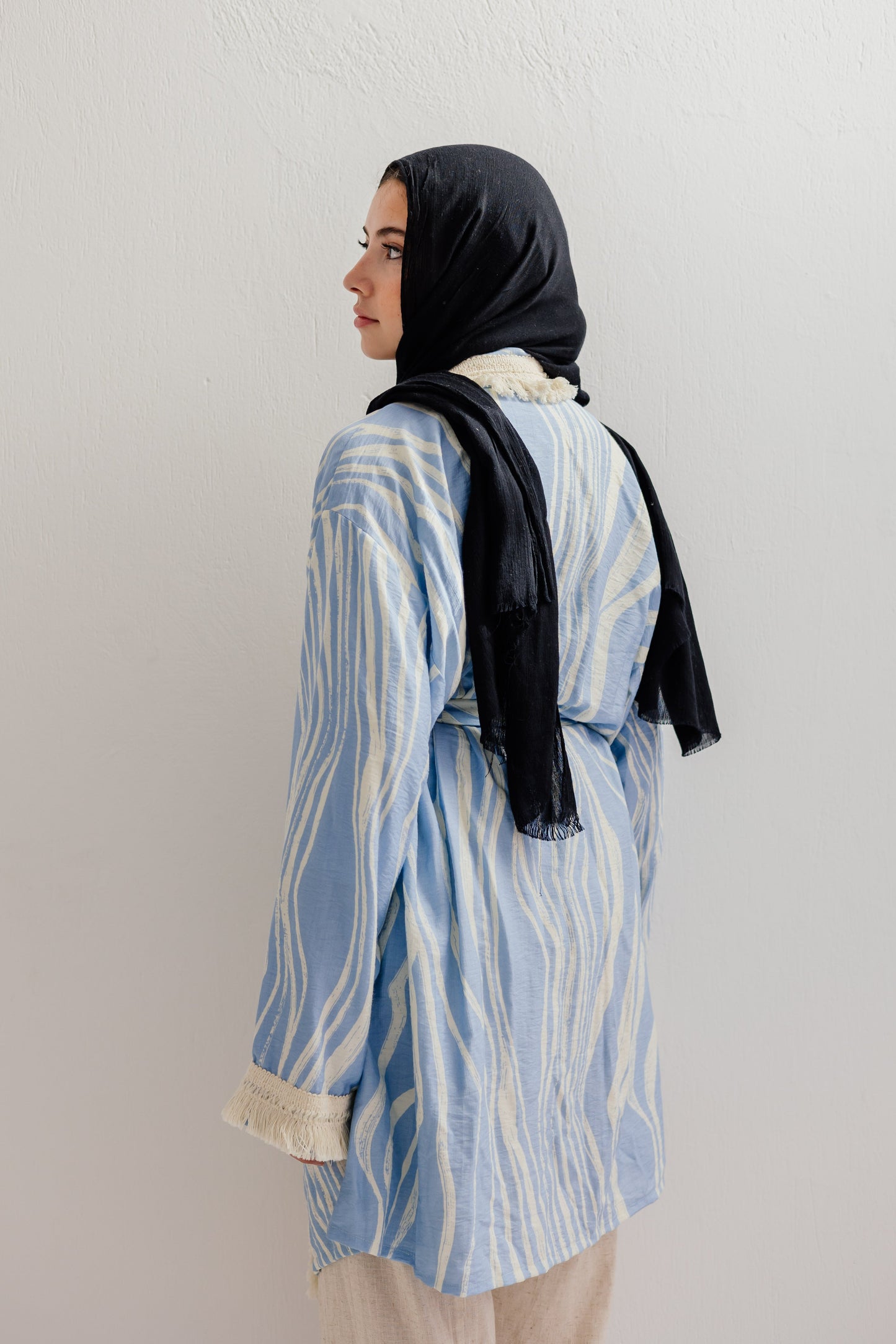 Oia Haze kimono in Sky blue