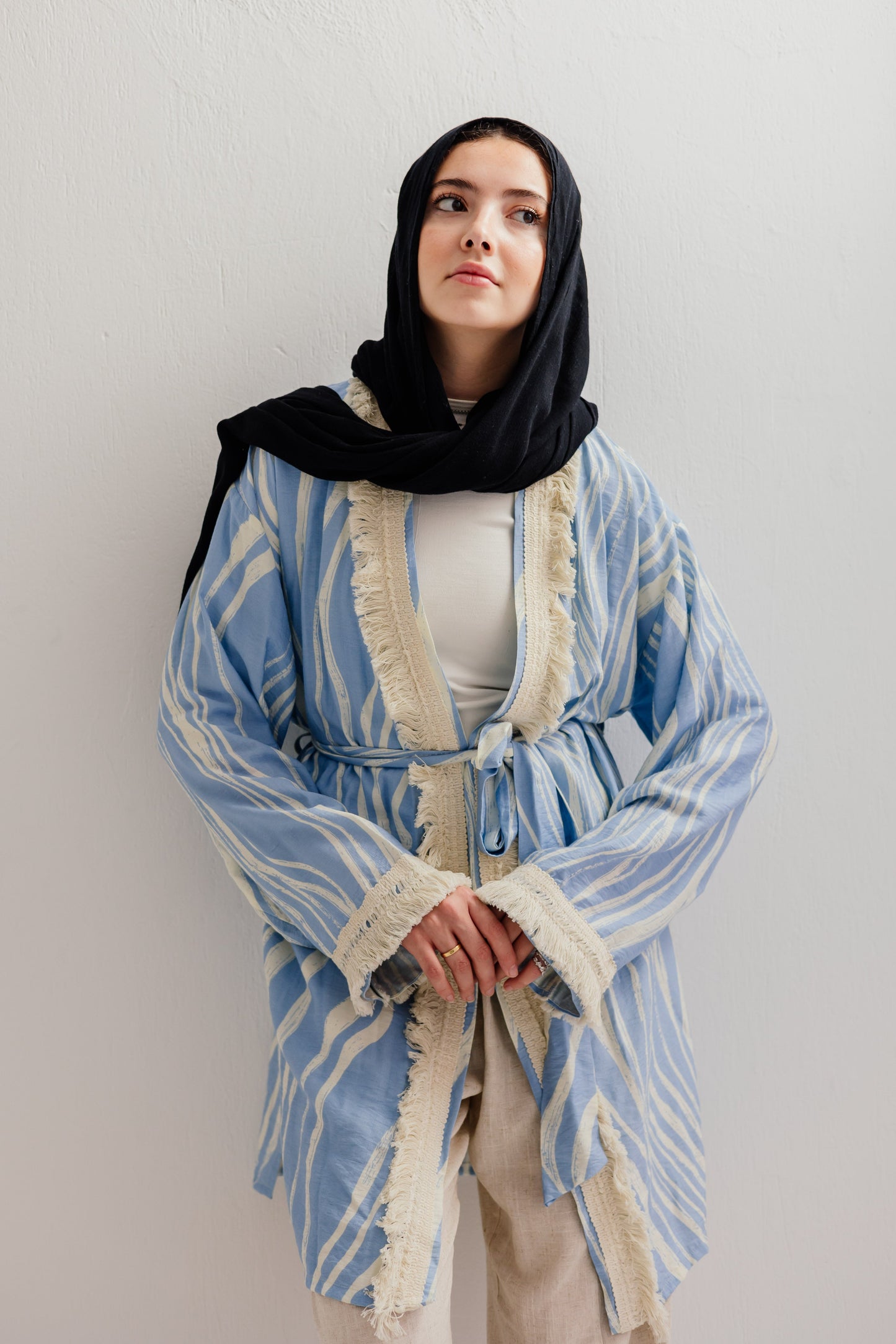 Oia Haze kimono in Sky blue