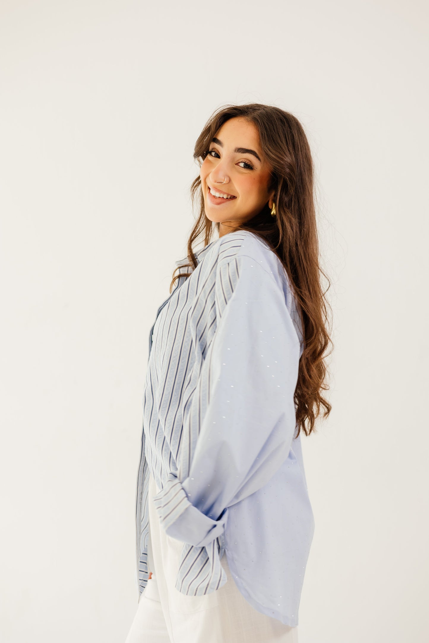 Stripe and Stud Shirt in blue