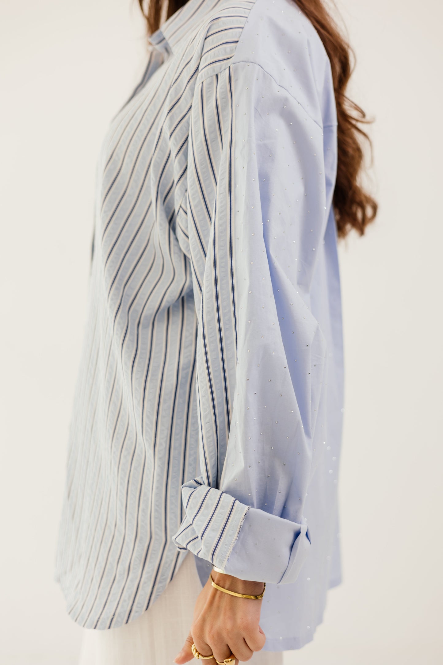 Stripe & Stud Shirt in blue