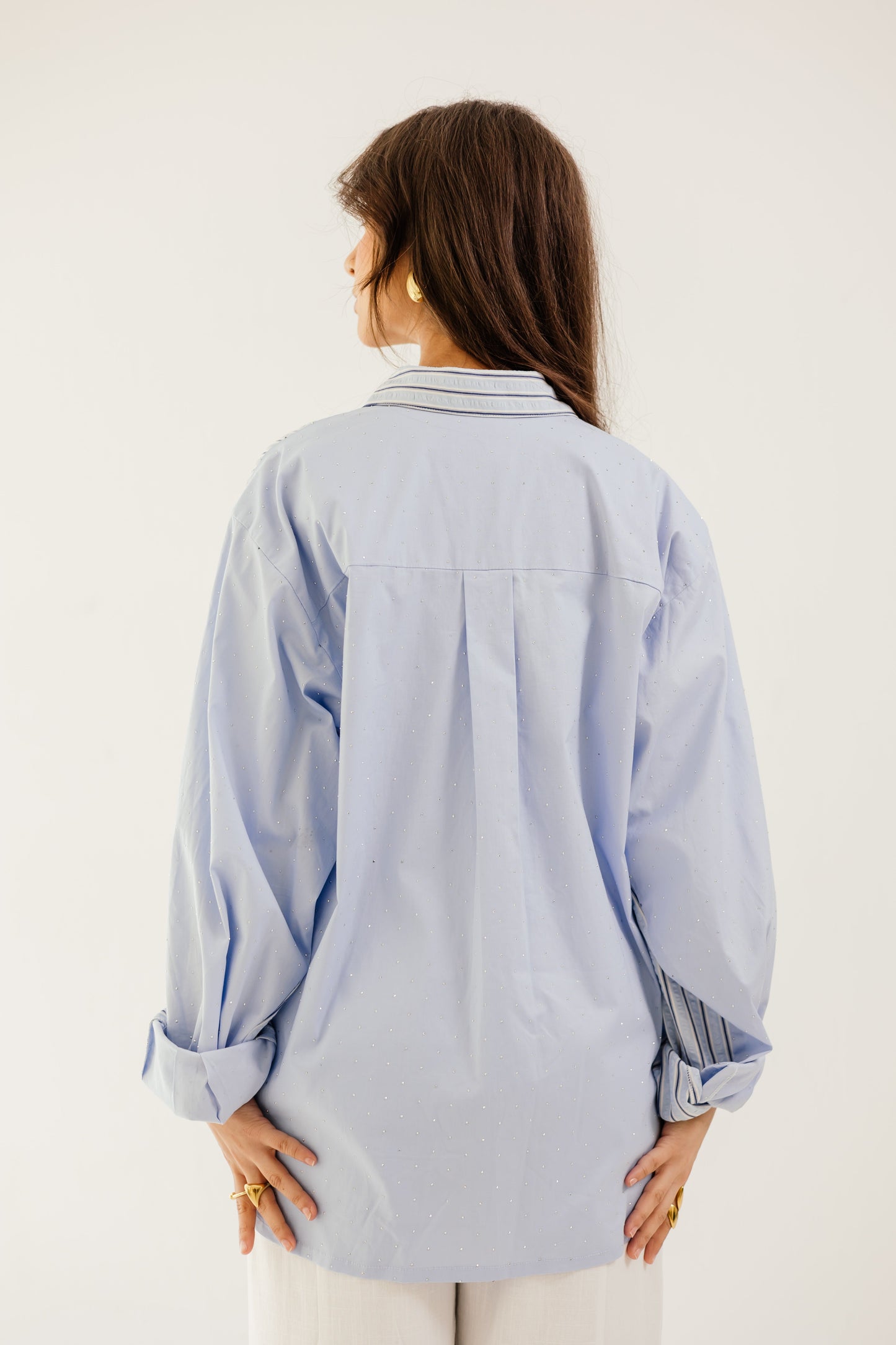 Stripe & Stud Shirt in blue