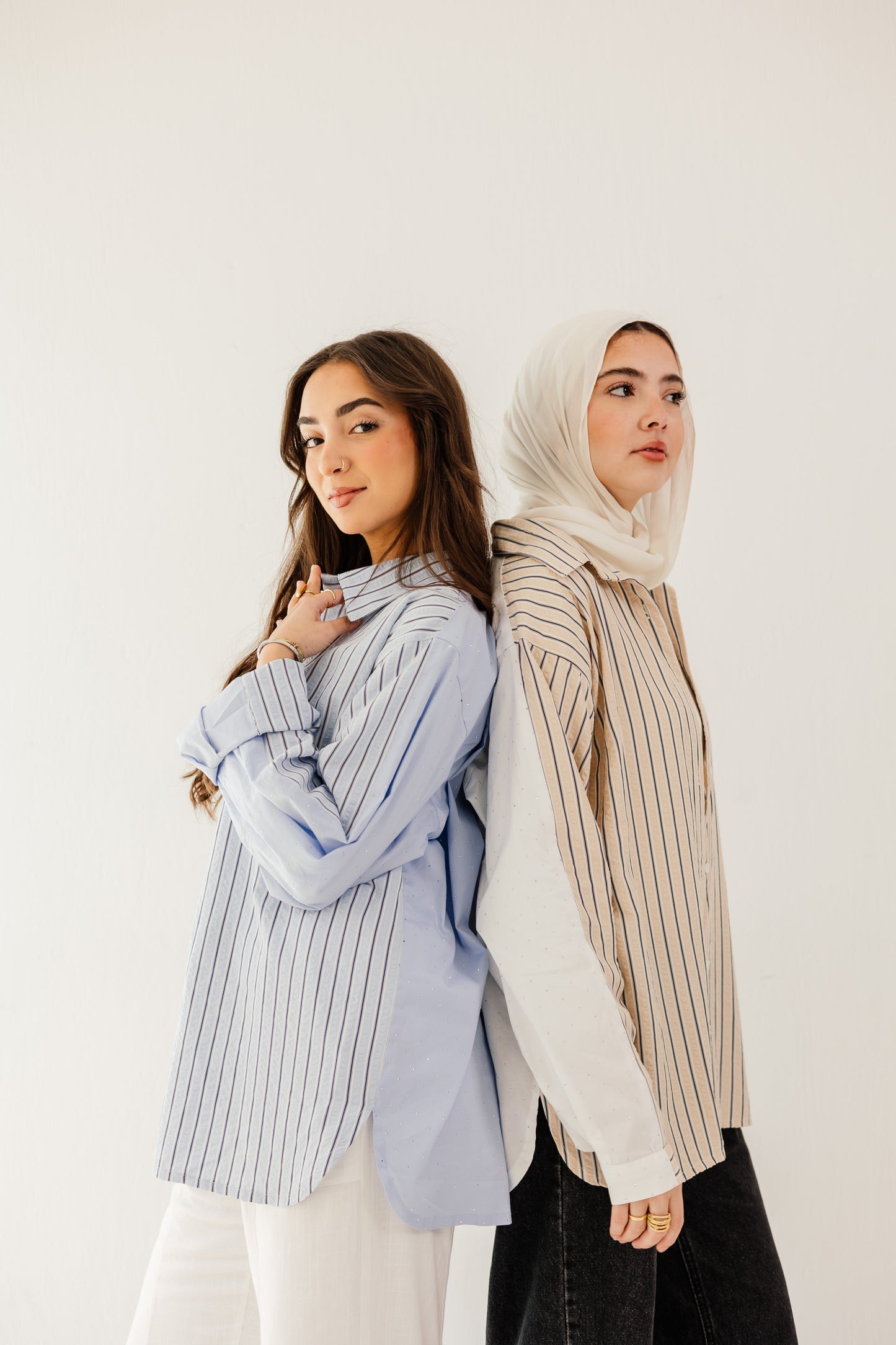 Stripe and Stud Shirt in blue