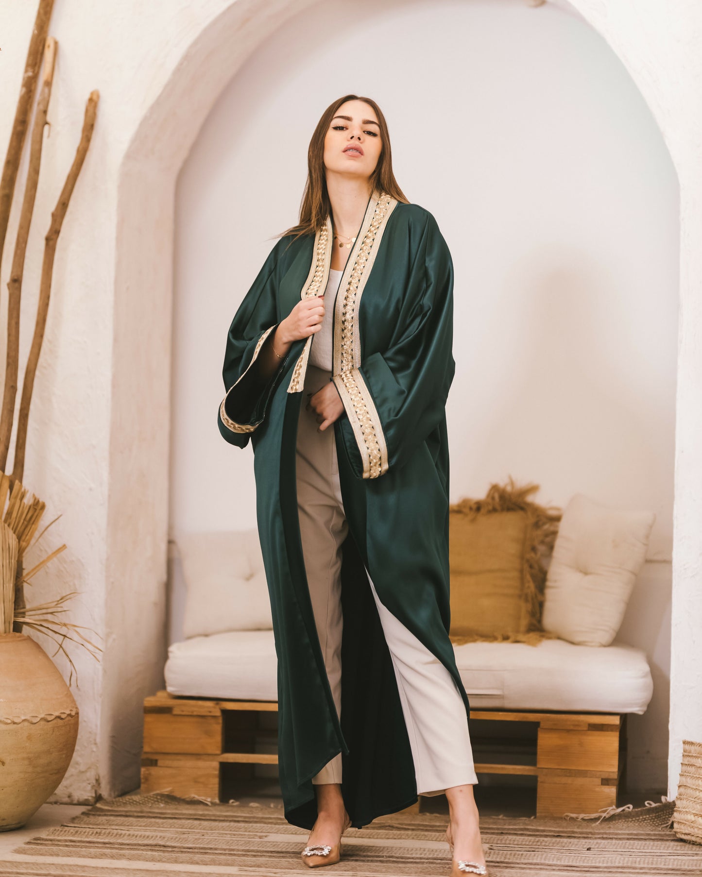 Green Satin Kaftan