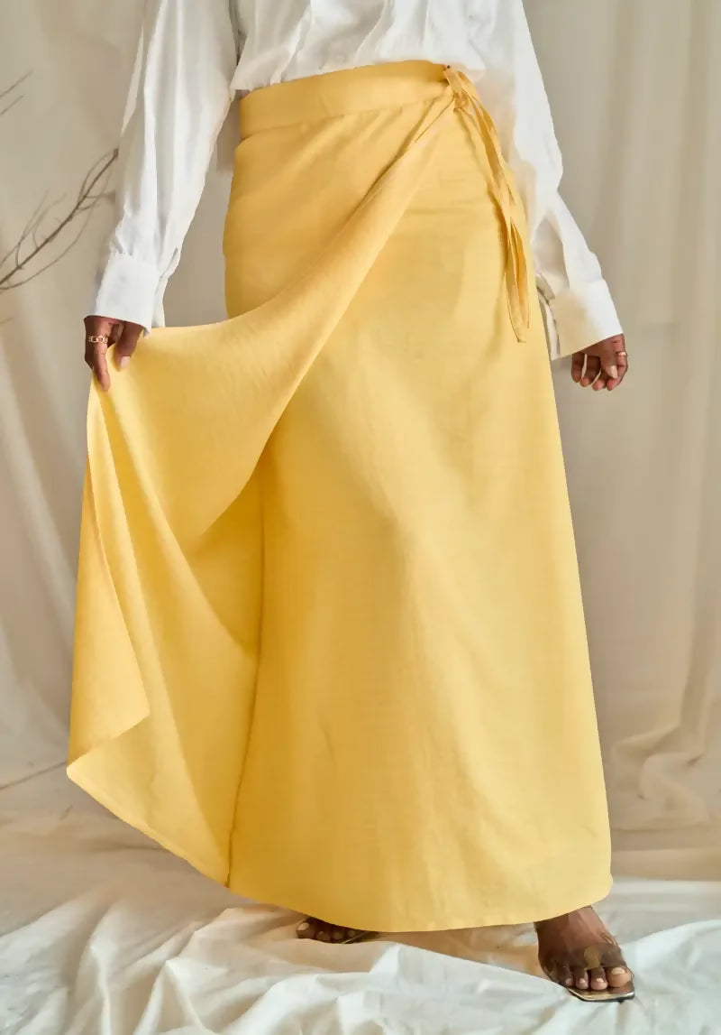 Powder Yellow Seashell Wrap Skirt