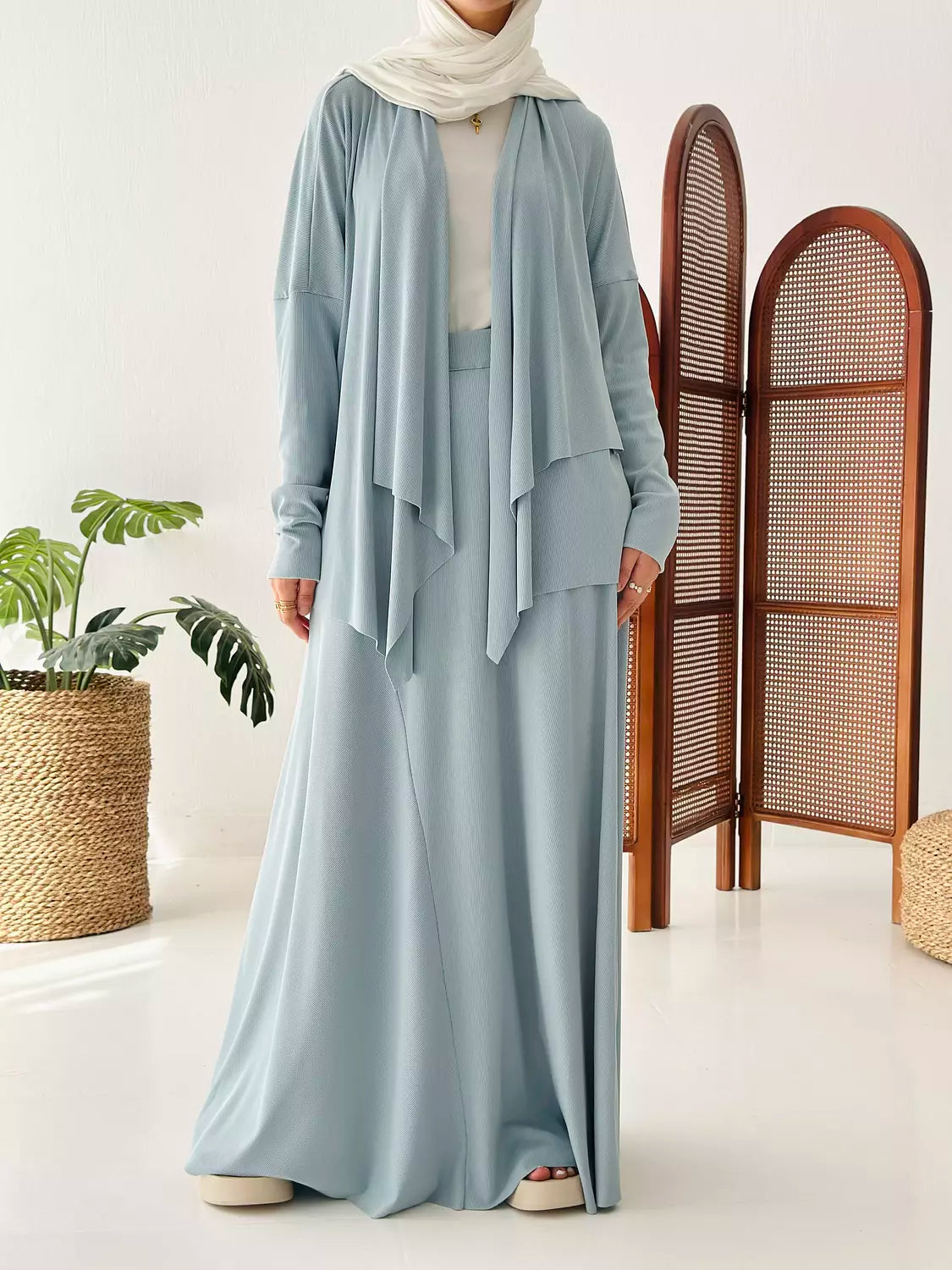 Elegance In Motion Skirt Set In Sky Blue
