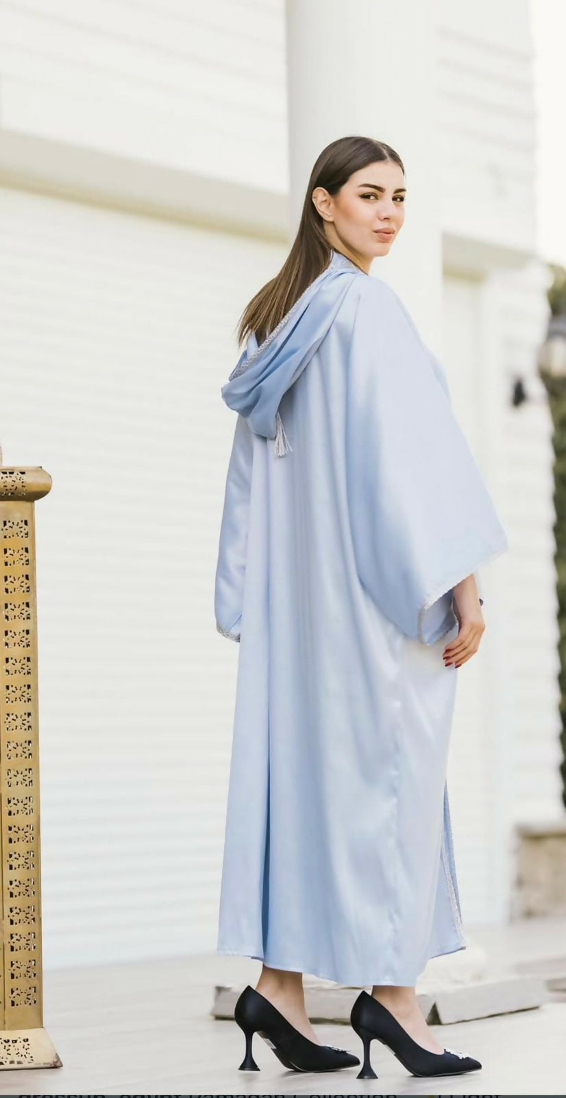 Baby Blue Kaftan with Hoodie