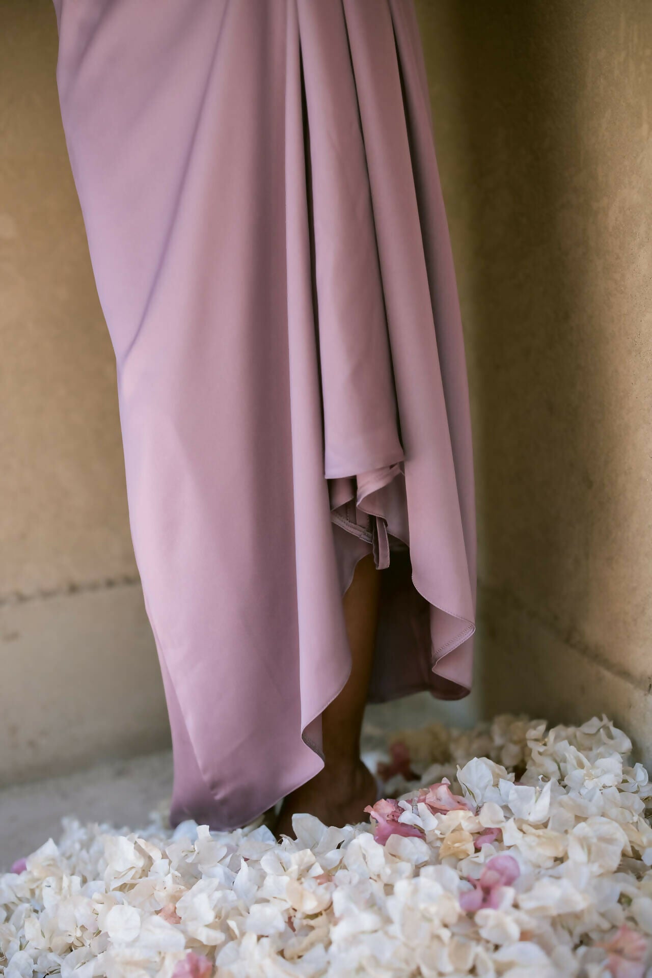 Maxi Satin Dress With Side Gathering