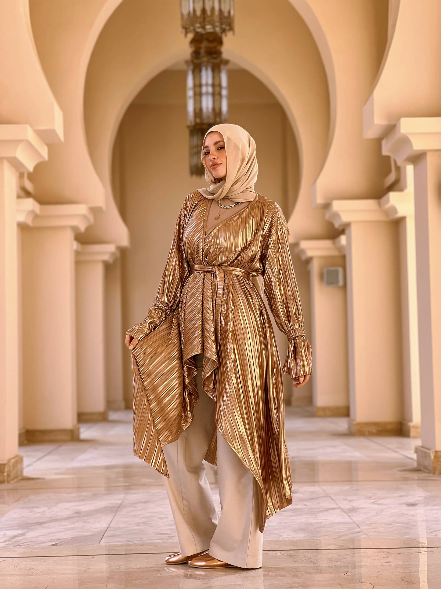 Asymmetrical Pleated Cardigan