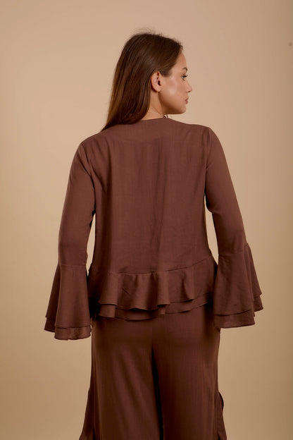 Brown Boho Long sleeve Top