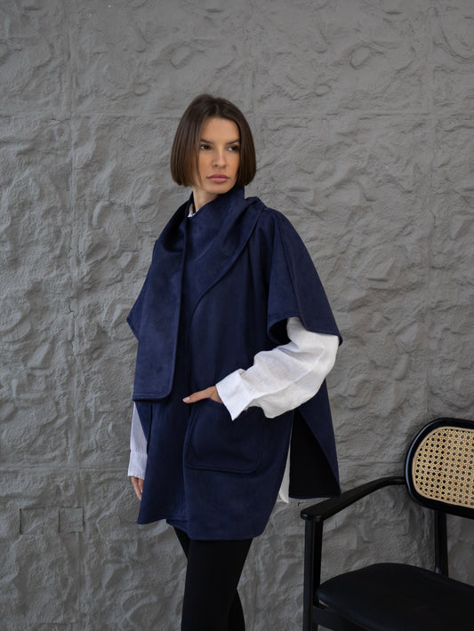 Cozy Shawl Jacket (Navy)