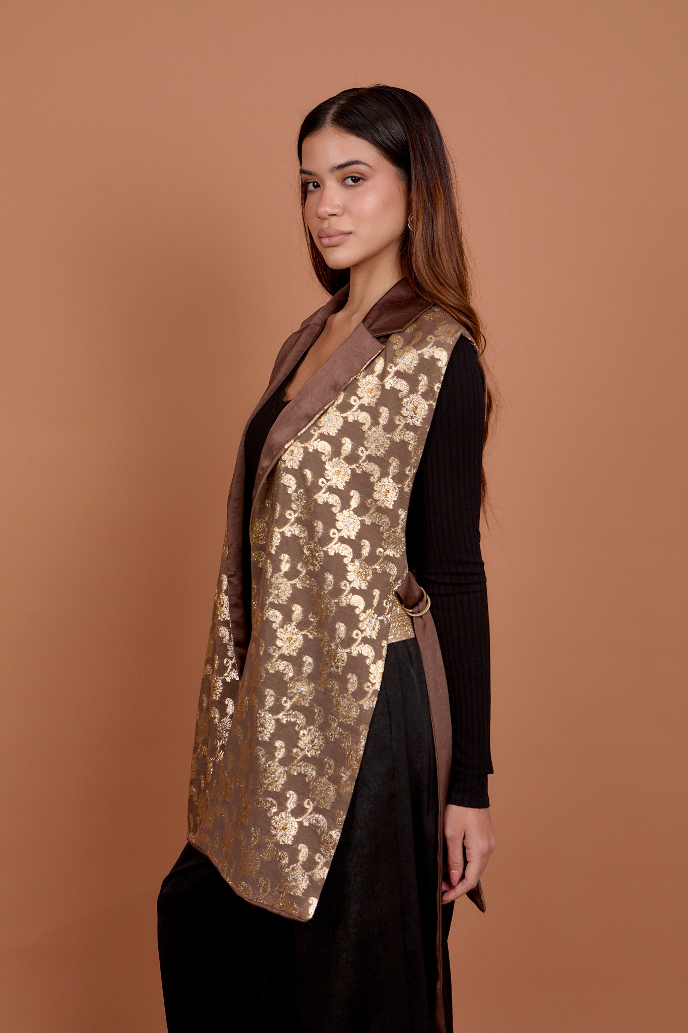 Brown & Gold Embro Vest