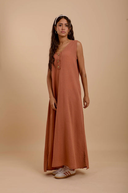 Sleeveless Brown  Dress