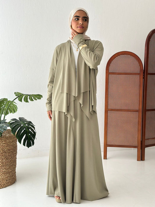 Elegance In Motion Skirt Set In Olive
