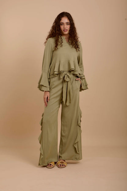 Olive Boho Long sleeve Top