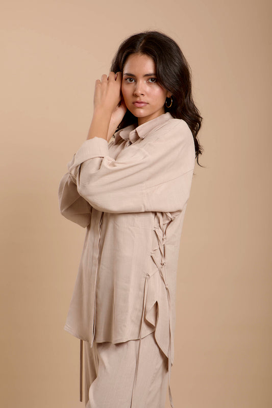 Beige Side sinching Shirt