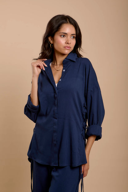 Navy Side sinching Shirt