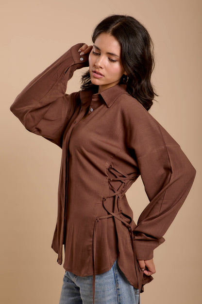 Brown Side sinching Shirt