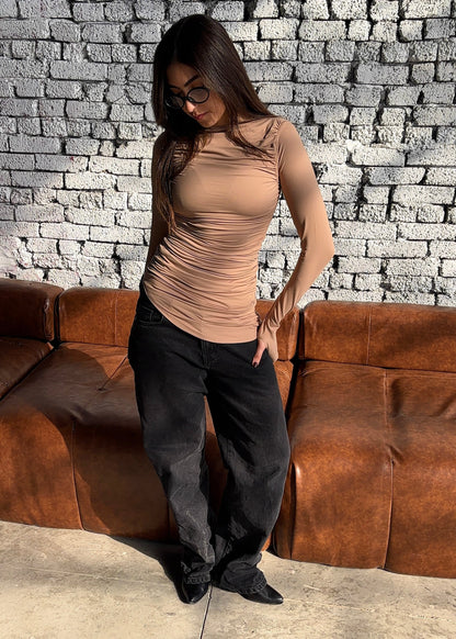 Contour Drape Top - Beige