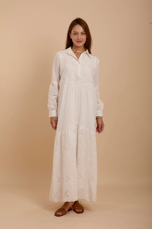 Embroidered white summer dress