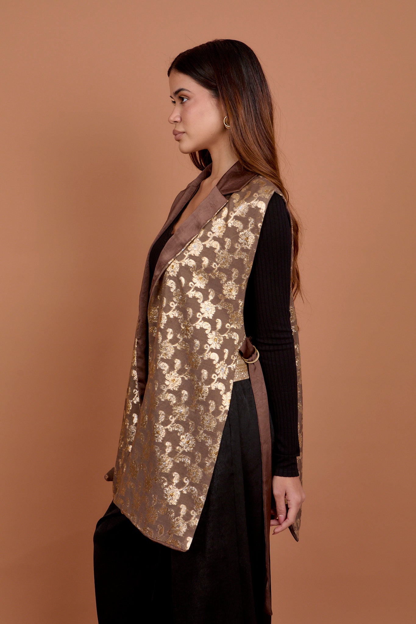 Brown & Gold Embro Vest