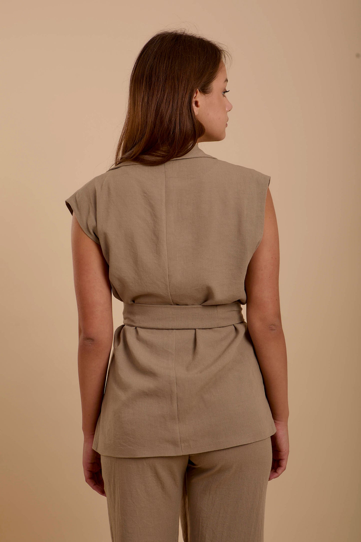Café Linen Long Vest