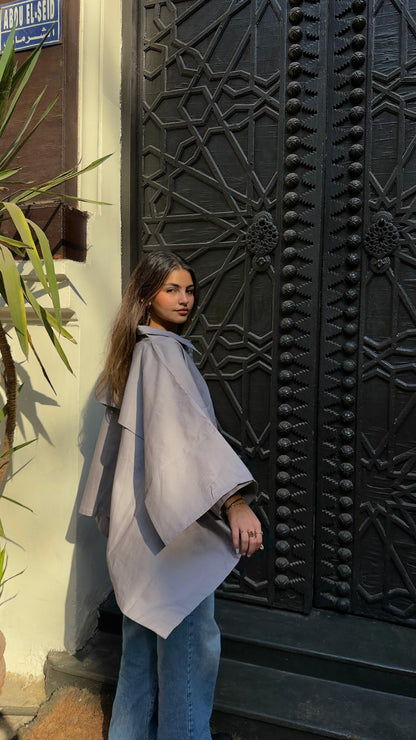 Cape Cropped Trench - Grey