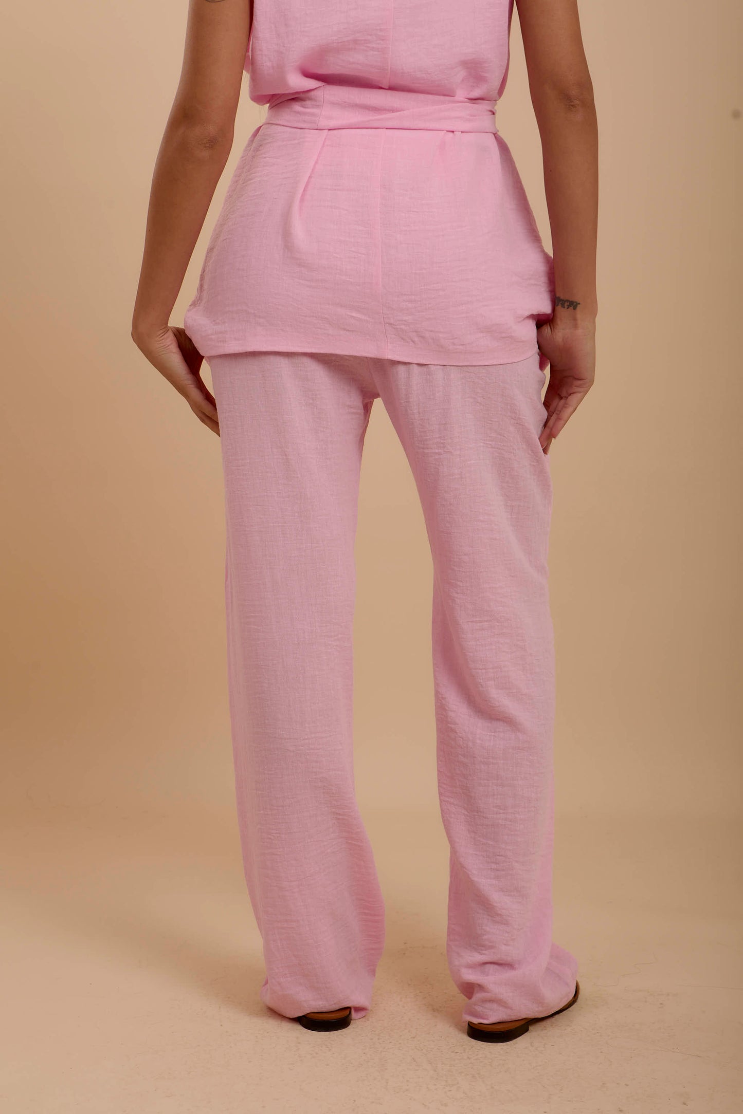Pink Linen Loose pants