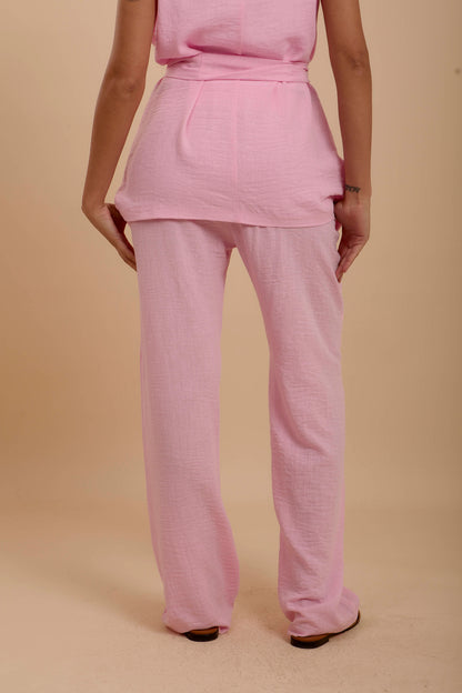Pink Linen Loose pants
