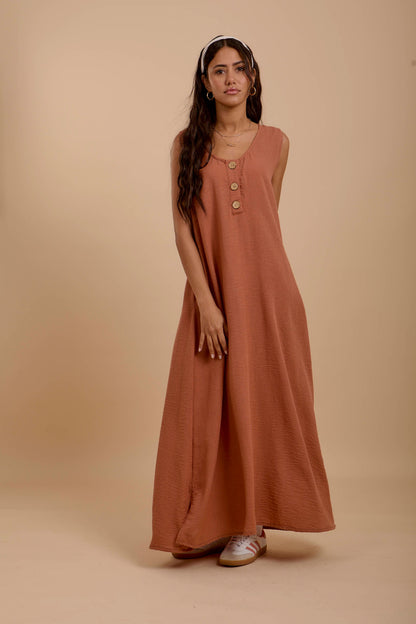 Sleeveless Brown  Dress