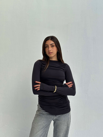 Contour Drape Top - Black