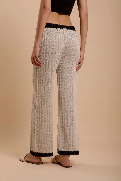 Crochet pants Offwhite & Black