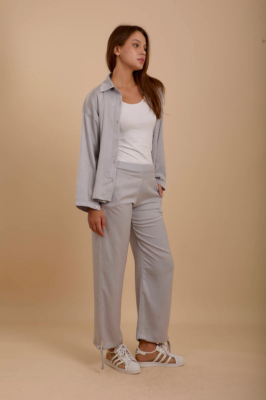 Grey Crushed satin Set