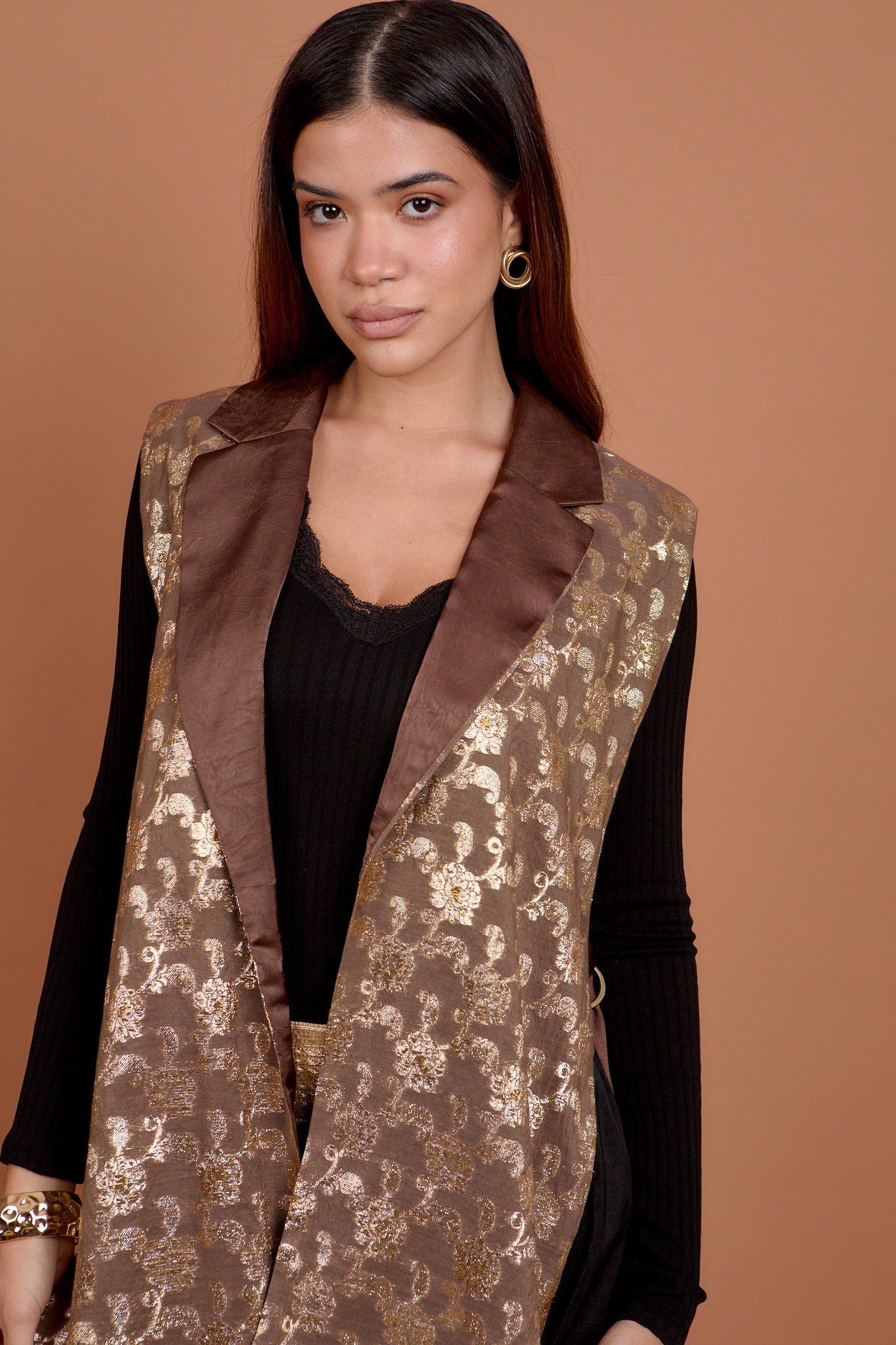 Brown & Gold Embro Vest