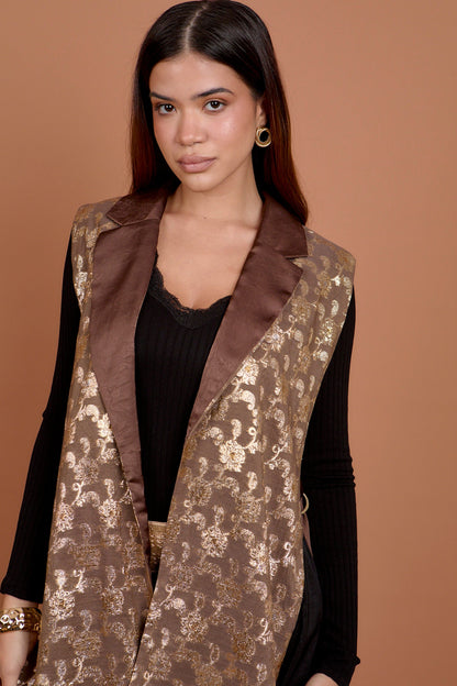 Brown & Gold Embro Vest