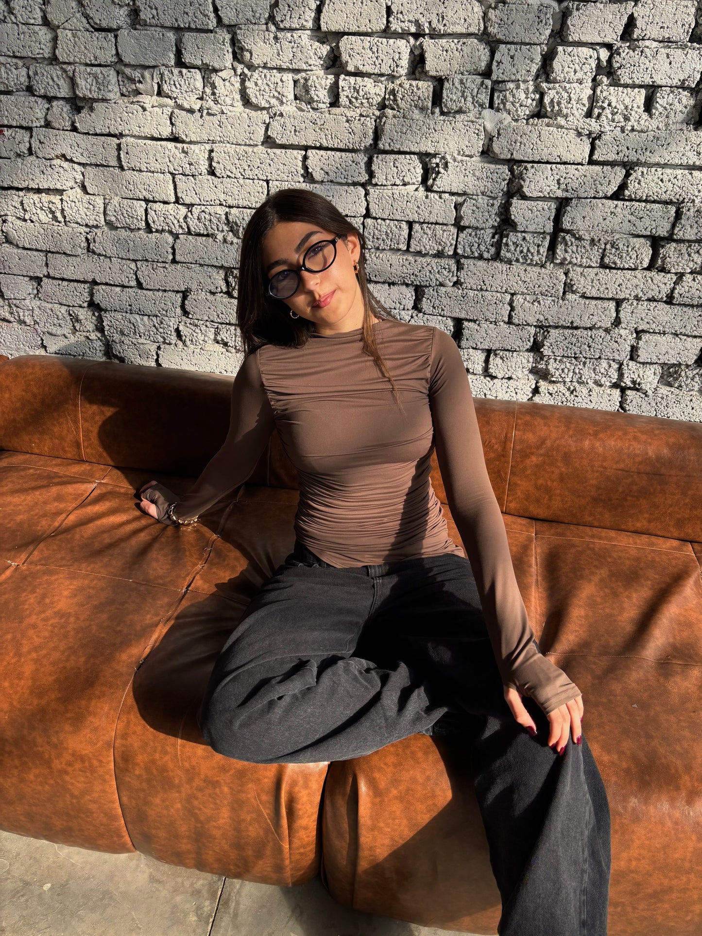 Contour Drape Top - Brown