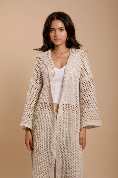 Metallic threads Crochet Jacket off-white