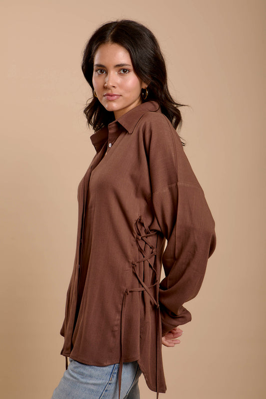 Brown Side sinching Shirt