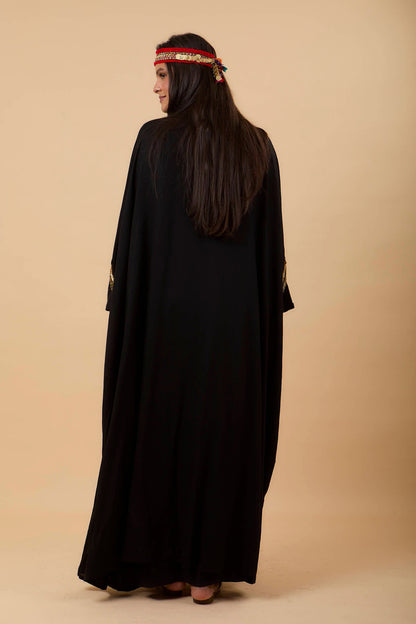 Black Handmade Golden Embelishments Kimono