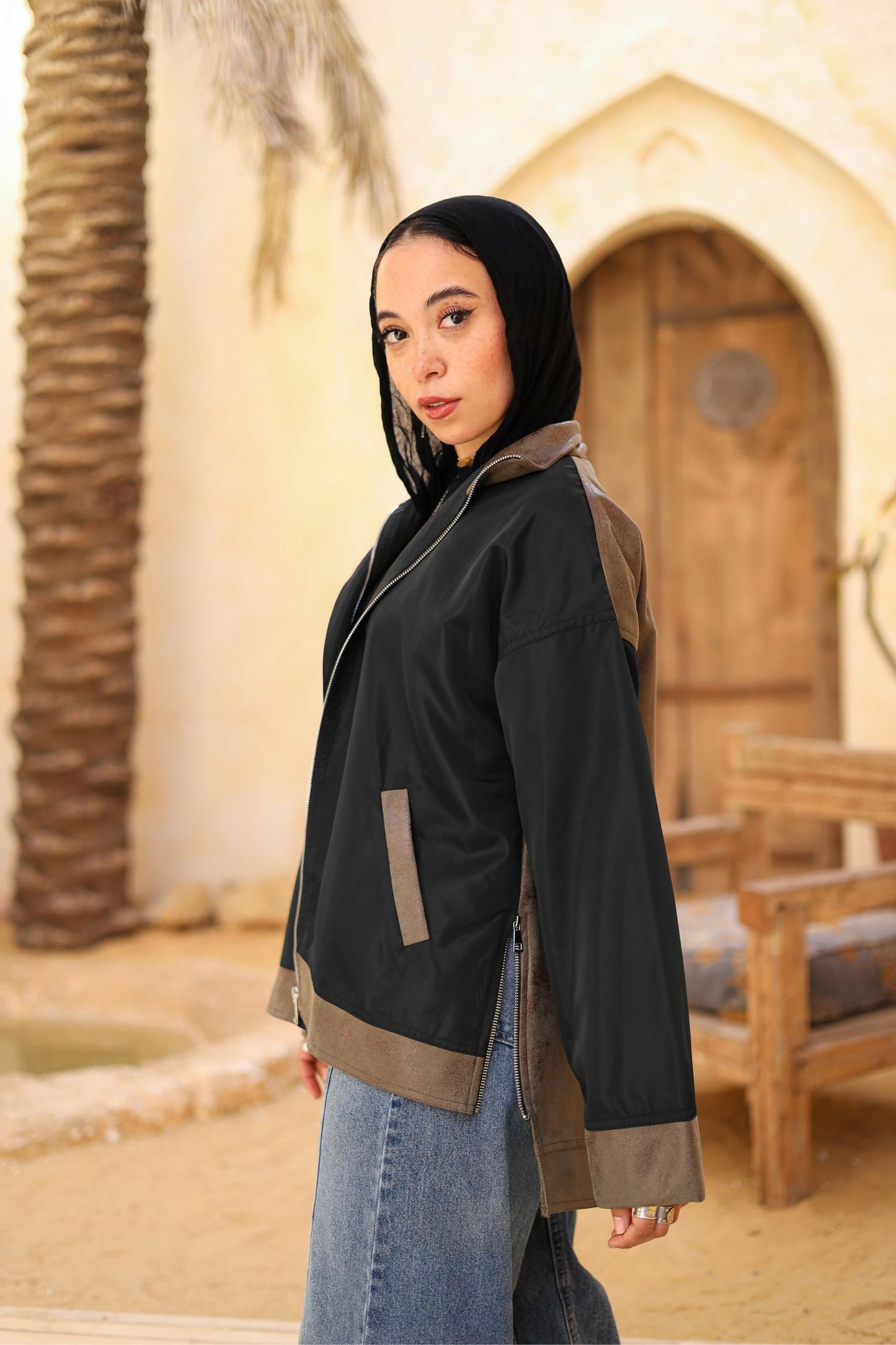 Waterproof and leather jacket