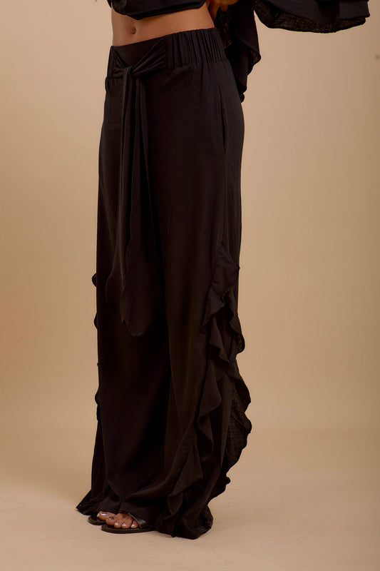 Black side ruffles Pants
