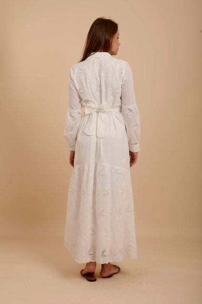 Embroidered white summer dress