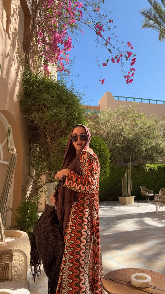 Brown knit kimono