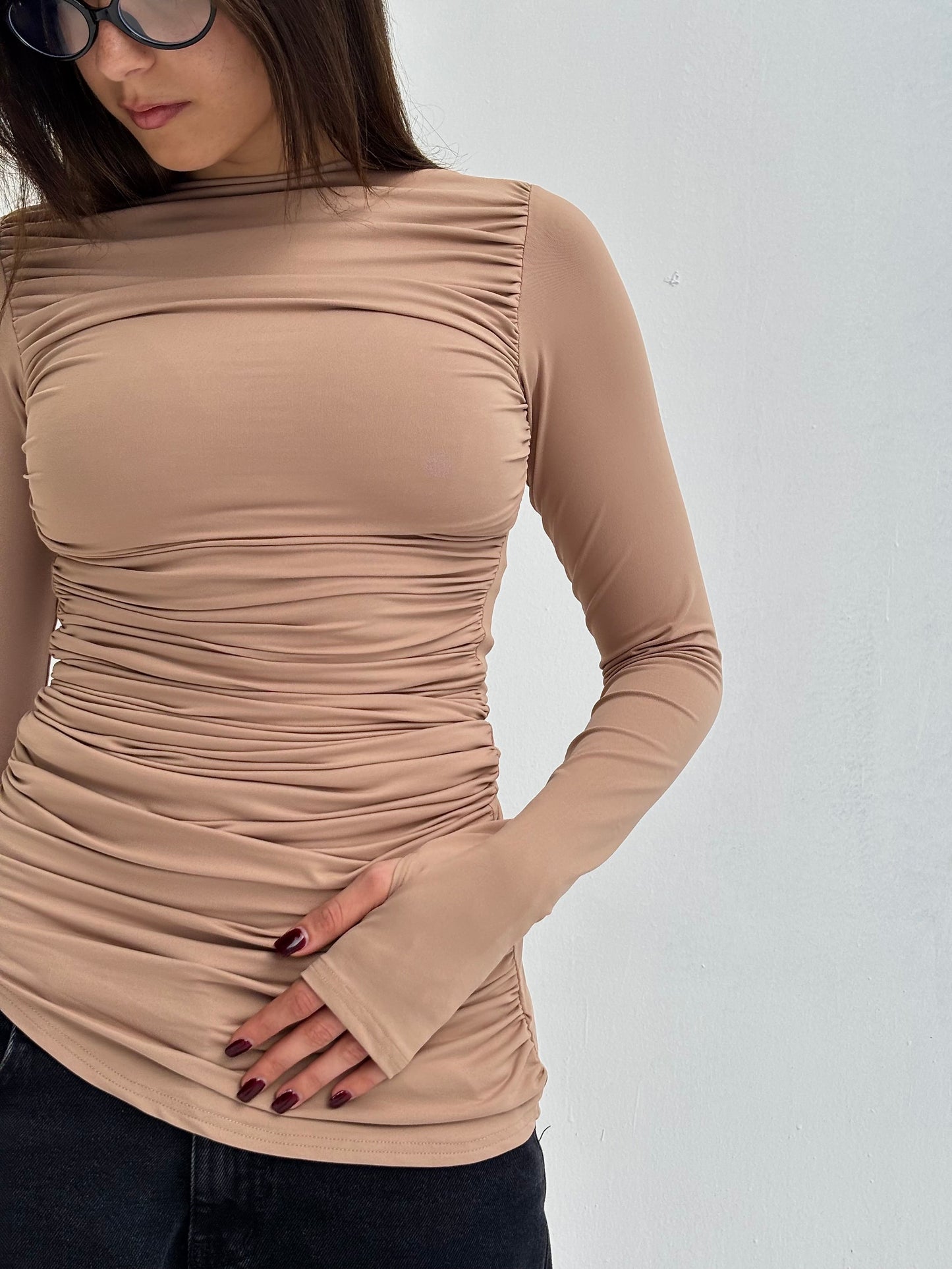 Contour Drape Top - Beige
