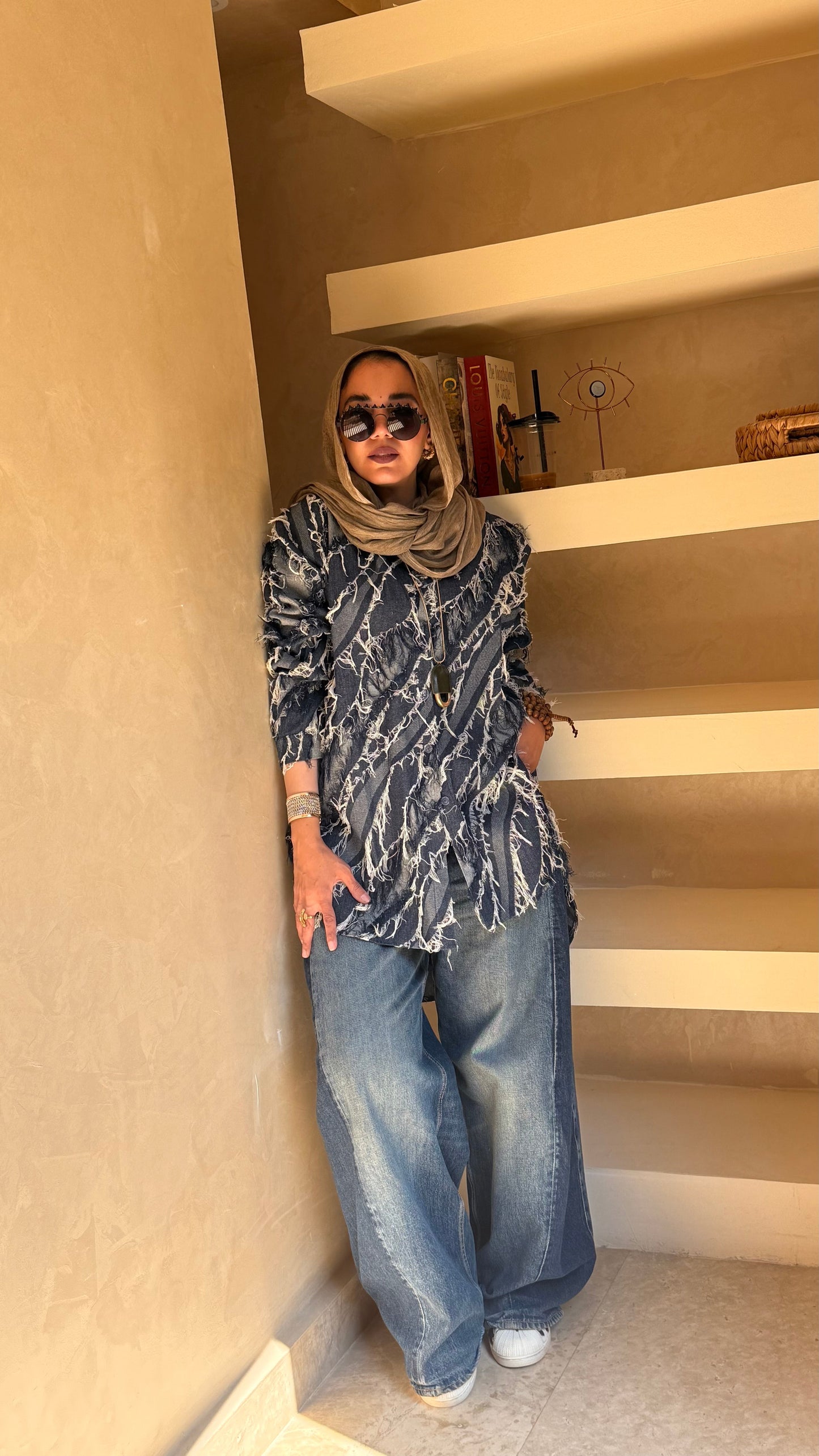 Oversized denim shirt